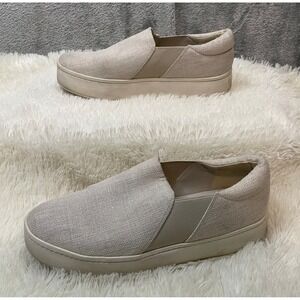 Vince Warren Slip-On Platform Sneaker Canvas Platform Shoe Womens Size 10 Beige‎